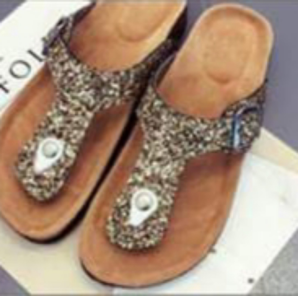 💸PRICE DROP 😍Cork Thong Glitter Sandals